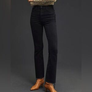 Mother The Hustler Ankle Fray Jeans Encounters At Night Black Cropped Size 28